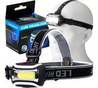 Retoo Lampe Frontale LED COB, 3 Modes Éclairage, Angle Réglable 90°, Bandeau Élastique Confortable, Idéale Camping, Course, Randonnée, Vélo