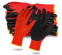 Retoo Lot de 10 paires de gants de travail, de mécanicien, de jardin, avec revêtement en latex, gants de montage, gants de sécurité pour le jardinage et la construction, taille 10, polyester,