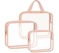 Retoo Lot de 3 trousses de toilette transparentes étanches pour l'avion - Grande trousse de toilette de voyage - Trousse de toilette pour femme, homme et enfant - Trousse de toilette pour bagage à