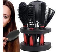 Retoo Lot de 5 brosses à cheveux avec miroir, brosse à cheveux sans cible pour femme, homme et enfant, brosse de démêlage adaptée pour les boucles, cheveux courts et longs, brosse de massage douce