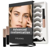 Retoo Lot de 7 faux cils magnétiques 3D duveteux, aspect naturel, réutilisables, avec applicateur et eye-liner, sans colle, imperméables, faciles à appliquer pour le quotidien et les fêtes