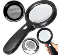 Retoo Loupe de lecture avec 18 LED, grossissement x10, 3 modes d'éclairage, loupe à main pour personnes âgées et enfants, pour les journaux, les bijoutiers, les pièces de monnaie, les timbres,