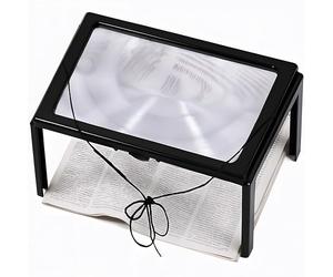 Retoo Loupe de Lecture Lumineuse A4 avec grossissement x3 et lumière - Loupe de Lecture Lumineuse avec 4 LED - Microscope de Poche avec Support Pliable - pour Livres, Personnes âgées, bijoutiers