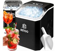 Retoo Machine à glaçons 12 kg/24h, 9 glaçons/6-12 min | Auto-nettoyant, 1,5 l, 2 tailles de glace, écran, indicateur de niveau d'eau, réservoir à glace 0,7 kg, 120 W