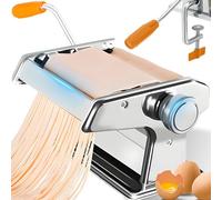 Retoo Machine à pâtes manuelle en acier inoxydable - Machine à pâtes pour spaghetti, lasagnes, tagliatelles, avec pince de table - Machine à découper les pâtes - Argenté