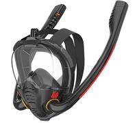 Retoo Masque de plongée intégral panoramique à 180° - Protection CO2, anti-buée et anti-fuite avec système Dry Top pliable, support de caméra et bande en silicone réglable pour adultes et enfants