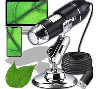Retoo Microscope Numérique USB, Endoscope De Grossissement 1600X, Éclairage 8 LED, 2560x1920P, AVI, Port USB, 30000 LUX, pour Téléphone Portable Et Tablette Android Windows XP, Vista, 8, 10, Noir