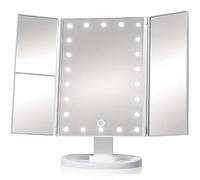 Retoo Miroir De Maquillage Triple, avec Naturelles 22 LED, Interrupteur Tactile, Rotation Réglable À 180° 90°, Piles Et Alimenté par USB, Grossissement 2X/3X, Miroir Cosmétique De Table Réglable
