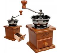 Retoo Moulin à café manuel vintage en bois vieilli avec réglage de l'engrenage réglable pour, avec manivelle, tiroir en bois la maison le bureau et les voyages Moulin àcafé au design antique