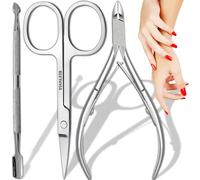 Retoo Pince à ongles tranchante & inoxydable & Ciseaux à cuticules de précision avec coupe lisse & Pousse cuticules double face en acier inoxydable pour les ongles incarnés des pieds