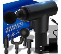 Retoo Pistolet de Massage Musculaire Appareil de Massage Masseur des Tissus Profonds avec 3500RPM 4 Têtes de massage et l'Écran LCD Massage Gun Pour Soulager Douleurs et Raideurs Musculaires Noir