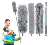 Retoo Plumeau télescopique en microfibre avec tige télescopique - Balai à toile d'araignée - 3 pointes interchangeables pour nettoyer les couvertures, les interstices, les toiles d'araignée - 280 cm