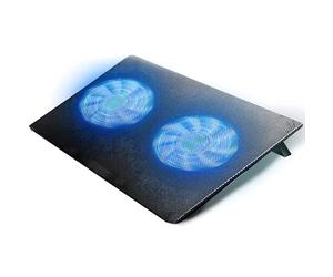 Retoo Refroidisseur Ordinateur Portable LED 12-17' avec 2 Ventilateurs et 6 hauteurs réglables - éviter la surchauffe Portable, PS5, Xbox One Noir, 33 x 3 24 cm