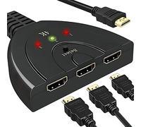 Retoo Répartiteur HDMI Manuel Noir avec 3 Ports, commutateur, Sortie 3 en 1, Le commutateur HDMI Prend en Charge HD, 4K, 1080P, Compatible avec Xbox, PS5, projecteurs, moniteurs, DVD, Blue-Ray