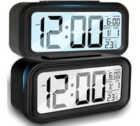 Retoo Réveil numérique avec affichage de la température et grand écran LED, horloge de table pour chambre à coucher, avec date, fonctionnement sur piles, réveil électronique avec veilleuse pour