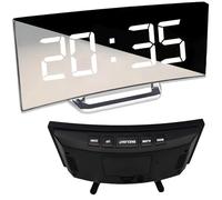 Retoo Réveil numérique avec Chiffres luminescents, Miroir pour Chambre à Coucher, Alarme Miroir avec Affichage de la température, Horloge de Table, réveil numérique avec Alarme, Salon