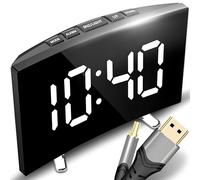 Retoo Réveil numérique avec Grand Affichage LED, Table de Chevet à Piles, Horloge de Table électronique, réveil de Voyage, réveil de Voyage, Alarme Miroir Portable avec 2 alarmes - Table de Chevet