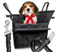 Retoo Siège auto pour chien, extra stable, parois renforcées, sangles de fixation, avec poche, pour animaux de petite à moyenne taille, 60 x 50 x 53 cm, noir