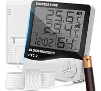 Retoo Station Météo Électronique avec Thermomètre et Hygromètre, Écran LCD, Fonctions Horloge, Calendrier et Alarme, Précision Température et Humidité