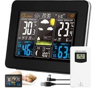 Retoo Station Météo Sans Fill multifonction avec capteur extérieur et écran couleur numérique, station météo radio avec prévisions météo,hygromètre, baromètre, phase de la lune et portée de 60 m
