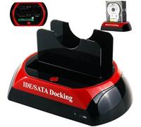 Retoo Stations d'accueil HDD, SSD, 2.5” - 3.5”, SATA I, II, III, IDE USB 3.0 Jusqu'à 480 MB/s, Fonction OTB, Plug&Play, Indicateurs LED, Transfert De Données SATA 1,5 GB/s - 3 GB/s, Noir Et Rouge