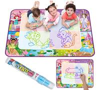Retoo Tapis de Dessin - 100 x 80cm Tapis Dessin Eau - Jouet Enfant 2 3 Ans - Livre d'eau Magique et Outil de Tampon Rouleau - Jeux Enfants Fille Garcon 2 3 4 Ans - Cadeau Noel Enfant Fille Garcon