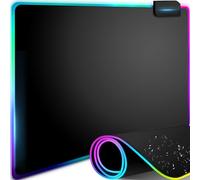 Retoo Tapis de Souris de Gaming RVB avec 7 Modes d'éclairage LED et 2 Niveaux de luminosité, antidérapant et étanche, Tapis de Souris Soft LED avec Base en Caoutchouc pour Gamer, Noir (35 x 25 cm)