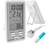 Retoo Thermomètre hygromètre intérieur, extérieur avec écran LCD, capteur extérieur, thermo-hygromètre avec affichage de la température, horloge, thermomètre ambiant, station météo numérique