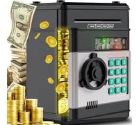 Retoo Tirelire électronique avec Automatique Argent Faire défiler Mini ATM Coffre-Fort Économiser de l'argent Jouet pour Les Enfants Anniversaire Cadeau de Noël pour garçons et Filles Noir