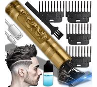 Retoo Tondeuse cheveux et barbe en acier doré avec jeu de douilles (1,5 2 3 4 mm) Tondeuse électrique pour homme, rechargeable par USB, 2 heures de temps de travail, fonctionnement silencieux