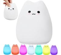 Retoo Veilleuse en silicone pour enfant avec 7 couleurs changeantes LED et interrupteur tactile - Lampe de chevet pour bébé et fille - Jolie lampe chat pour chambre d'enfant, chambre de bébé, Blanc.