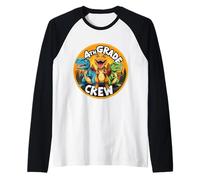 Retour à l'école avec équipage de 4e année et Amoureux des Dinosaures T-Rex Dino Manche Raglan