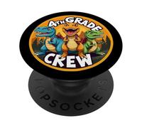 Retour à l'école avec équipage de 4e année et Amoureux des Dinosaures T-Rex Dino PopSockets PopGrip Adhésif