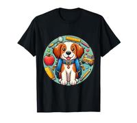 Retour à l'école Bretagne chien garçon fille propriétaire enfant étudiant T-Shirt