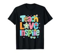 Retour à l'école Happy First Day Teach Love Inspire Teacher T-Shirt