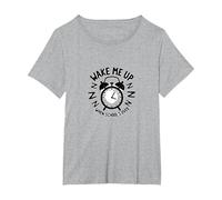 Retour à l'école : Wake Me Up When School's Over Humour T-Shirt, Femme Grandes Tailles, Gris Chiné, 1X