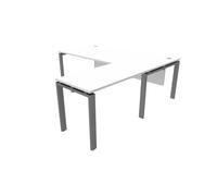 Retour bureau droit E-link - L.100 x P.60 cm - Plateau Blanc - Pieds Aluminium