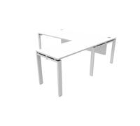 Retour bureau droit E-link - L.100 x P.60 cm - Plateau Blanc - Pieds Blanc