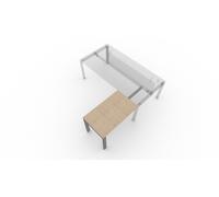 Retour bureau droit E-link - L.100 x P.60 cm - Plateau Chêne - Pieds Aluminium