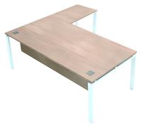 Retour bureau droit E-link - L.100 x P.60 cm - Plateau Chêne - Pieds Blanc
