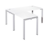 Retour bureau droit E-link - L.80 x P.60 cm - Plateau Blanc - Pieds Aluminium
