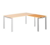 Retour bureau droit E-link - L.80 x P.60 cm - Plateau Chêne - Pieds Aluminium