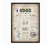 Retour en 1945 Affiche d'anniversaire | Cadeau 80e anniversaire | Idée cadeau anniversaire | | Décoration 80e anniversaire | 80e anniversaire hommes, 80e anniversaire femme | Carte anniversaire 80 ans