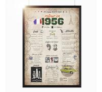 Retour en 1956 Affiche d'anniversaire | Cadeau 70e anniversaire | Idée cadeau anniversaire | | Décoration 70e anniversaire | 70e anniversaire hommes, femme | Carte anniversaire 70 ans (DIN-A4)