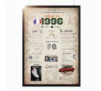Retour en 1996 Affiche d'anniversaire | Cadeau 30e anniversaire | Idée cadeau anniversaire | | Décoration 30e anniversaire | 30e anniversaire hommes, femme | Carte anniversaire 30 ans (DIN-A4)
