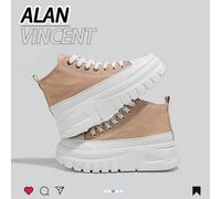[Retour et échange gratuits] Nouvelles chaussures en canevas à lacets montantes d'Alan Vincent, chaussures décontractées à semelle épaisse pour femmes, baskets kaki confortables et à la mode, chaussur