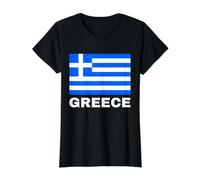 Retour imprimé Drapeau Grec Ellas Hellas Grèce Patriote hellénique T-Shirt Graphique avec Valeur, Femme, Noir, XL