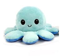 Retourner Octopus Expression Recto-Verso En Peluche Flip Octopus Doll Cristal Super Soft Réversible Octopus Peluche-Bleu Clair Au Bleu
