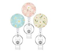 Retractable Badge Holder ID Reel - 3 Piece Set | ABS Nylon Stainless Steel Construction Supporting Hands Free Access Convenient Key Chain Extender Work School Event Use