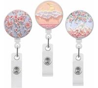 Retractable Badge Holder,Retractable Key Ring,Key Ring,Easy Pull Telescopic Buckle For Badges And Documents (3 Pieces)